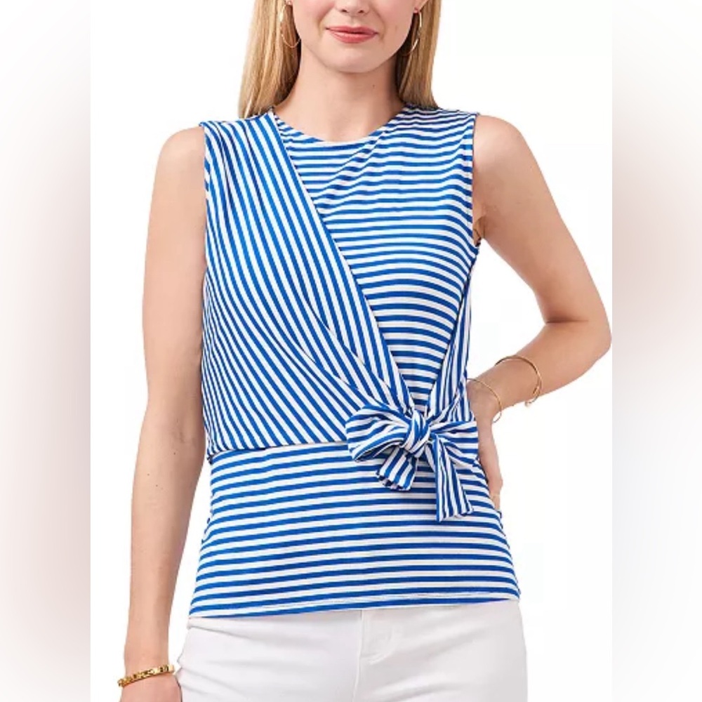 VINCE CAMUTO Striped Side-Tie Top